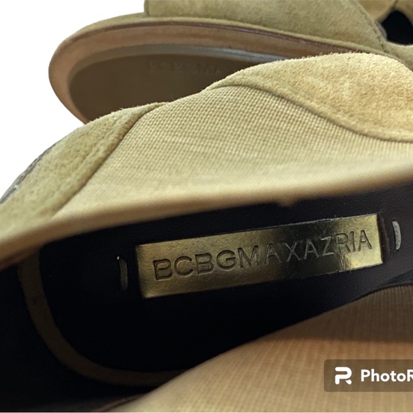 BCBG Maxazira tan suede sandals wedges - Picture 5 of 5